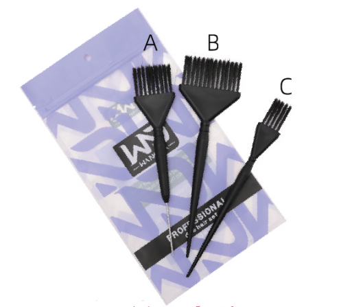 ND-13-01 Pinselset schwarz  A 21*4,7cm B 22,2*7cm C 22,2*2,7cm